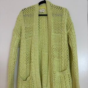Anthropologie Yellow Open Weave Beach Cardigan